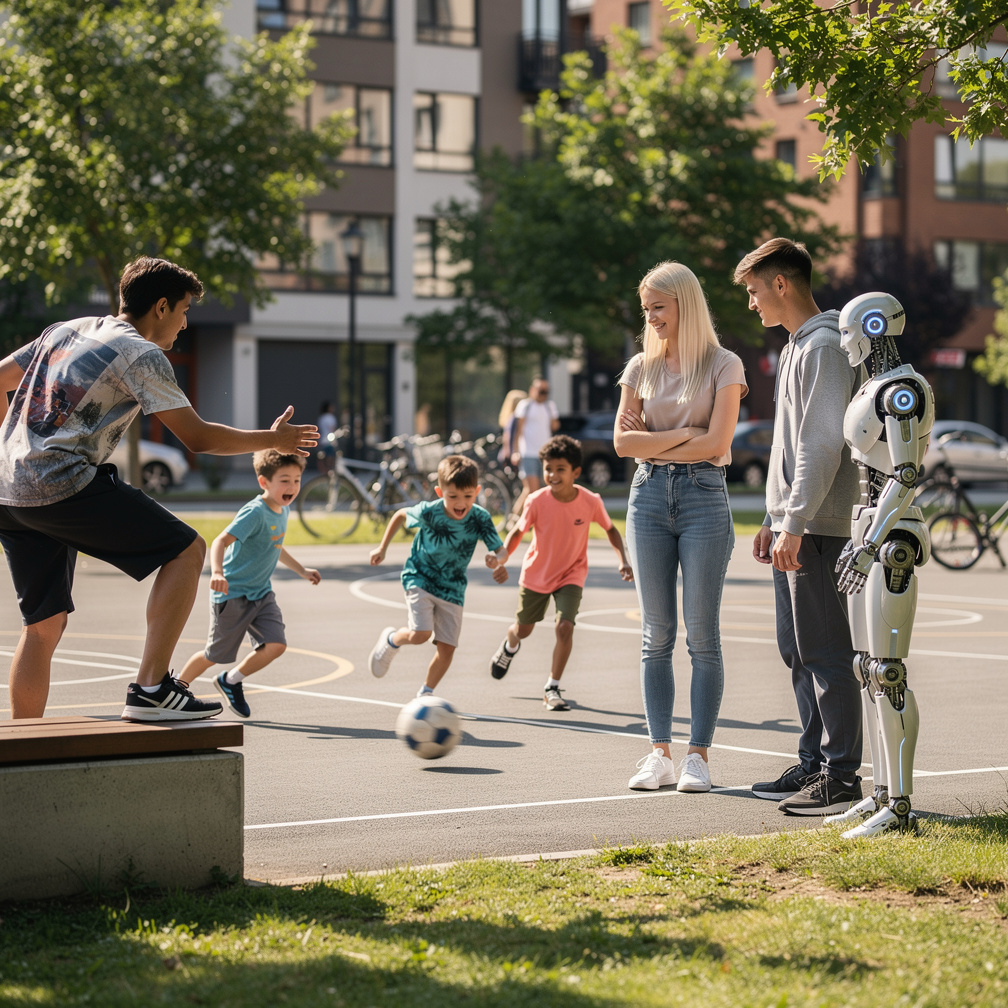 The Kids playing Street soccer and the boys Playing Football playground