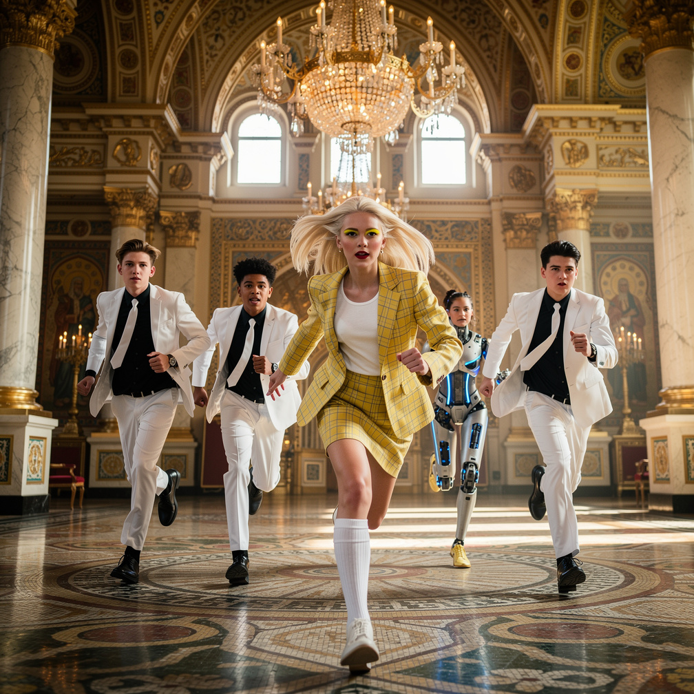 Look is Fatima in Carthage Palace. Come on, Let's move it, the boys wear a white suit and a black long shirt and a white tie 
