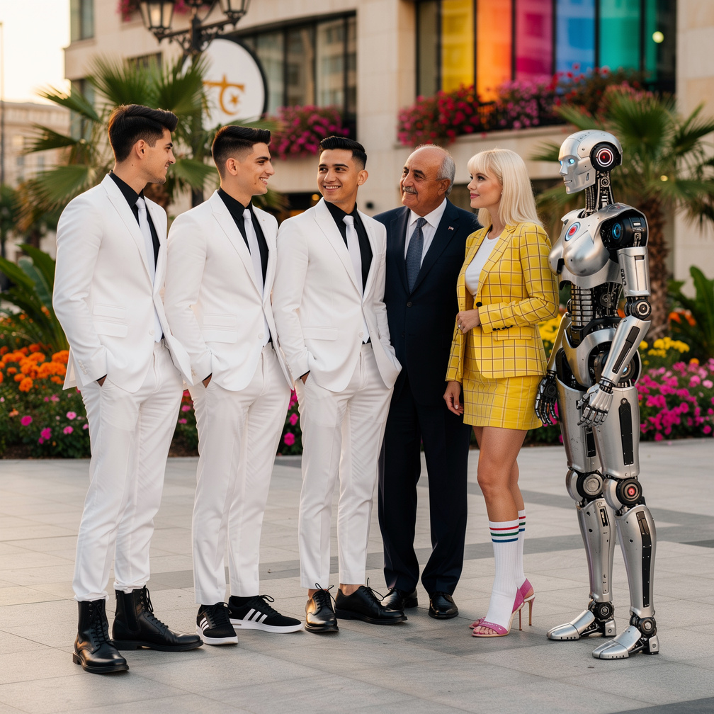 Kais Saied With His Real face President of Tunisia asks the Boys Wear white suit and black long shirt and White tie and black