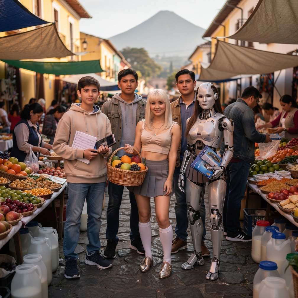 Antigua Guatemala let's take it some food and drink Fruits and milk here at the Market lot of People and Music and games guys