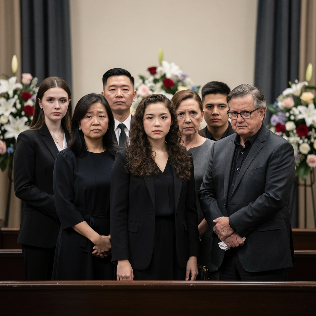 At The Funeral Of Milo's Death Mia Ji and Her Parents siblings Piblings and Her Friend Stephanie and Milo's Parents are Cryin
