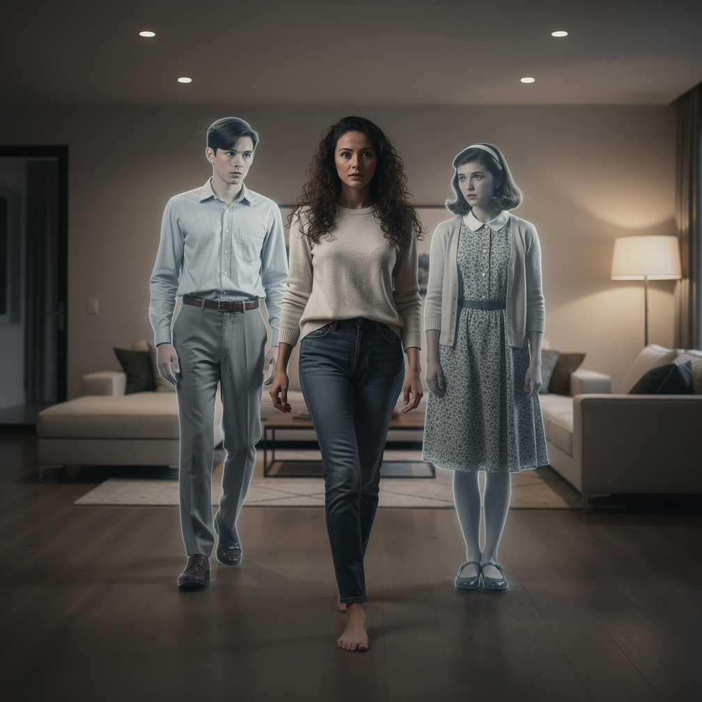 Mia Ji: Come on Let's go inside my house Those two teenagers ghost William and Sadie And Mia Ji walks to inside.