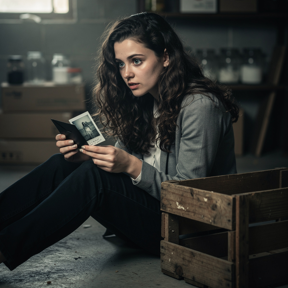 Clara's eyes widened as she turned the Polaroid over, a faded inscription on the back reading: Forever, E.