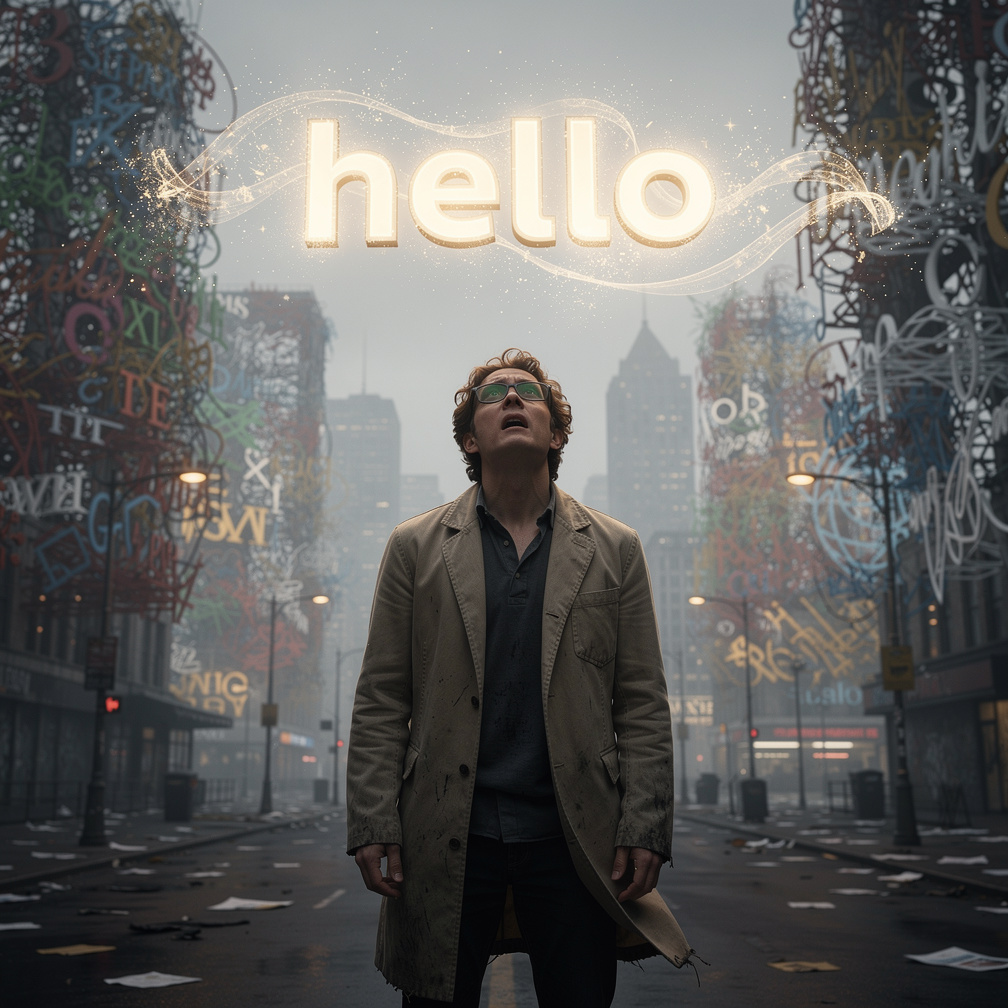 Panic sets in as I watch "hello" fade away, leaving a vacant space where a warm greeting once was.