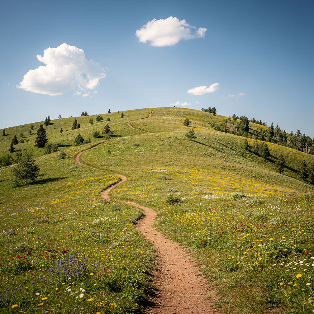 a worn path winds up Breckenridge hill