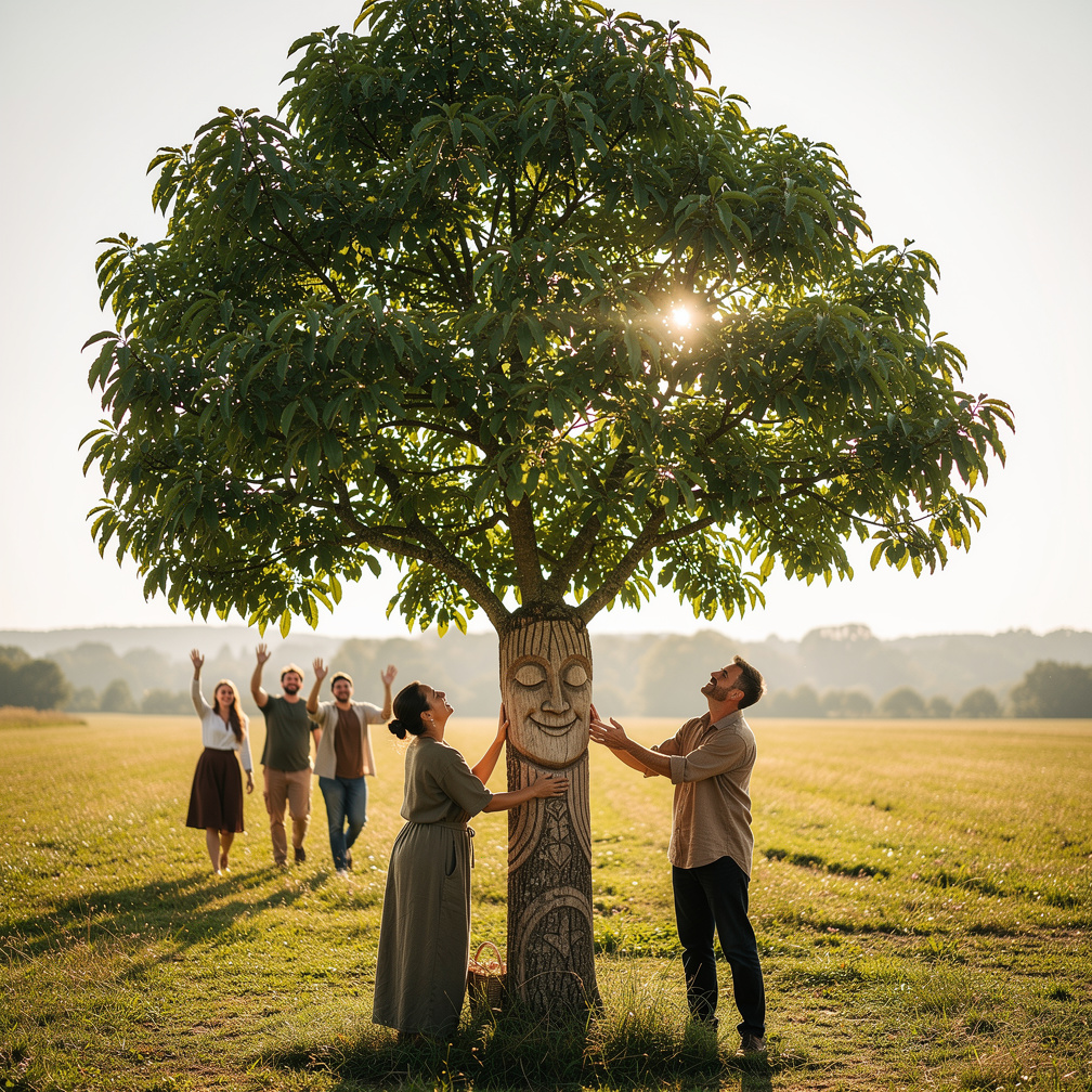 As time passed, people from a nearby village began to notice the small tree where animals came for rest. They would smile and