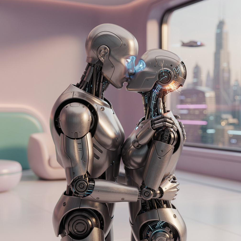 Her circuits sparked in surprise as she kissed him back.