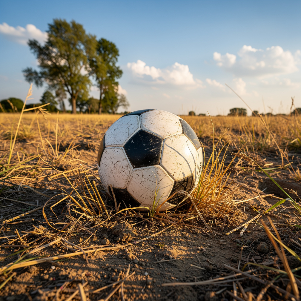 laying abandoned on a dusty field