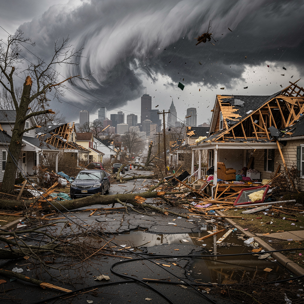 Roofs were torn off houses and trees uprooted as the storm made its way to Philadelphia.