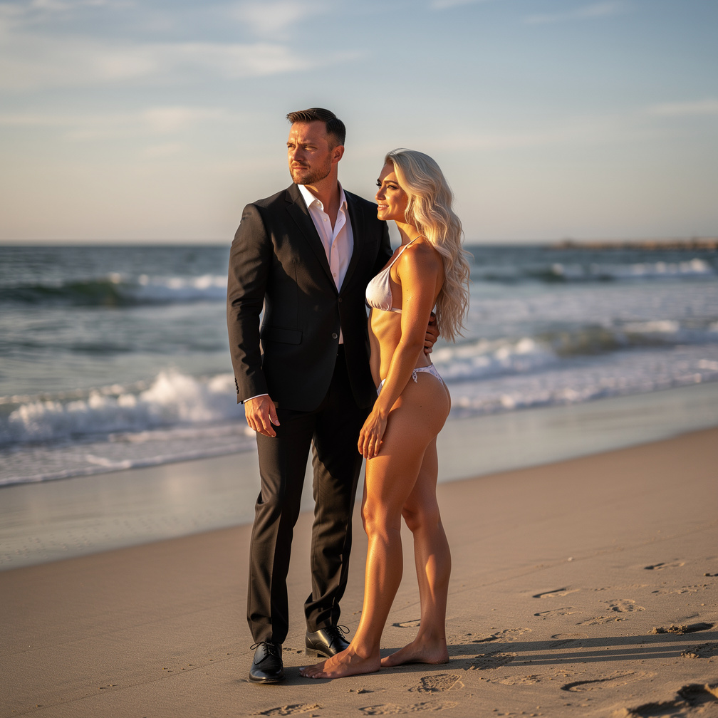She looks out of place beside me on the deserted beach, her eyes fixed on the waves.