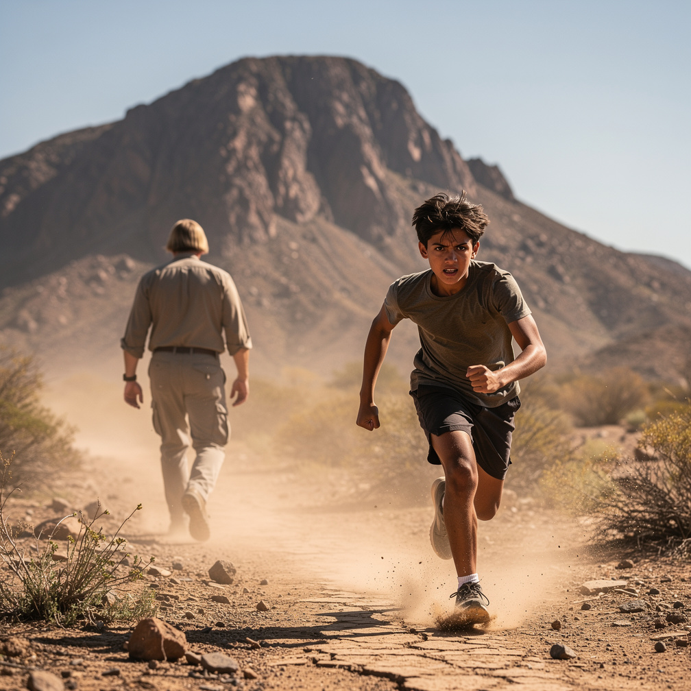 Reggie's fists clench, eyes blazing, as he chases after his father.