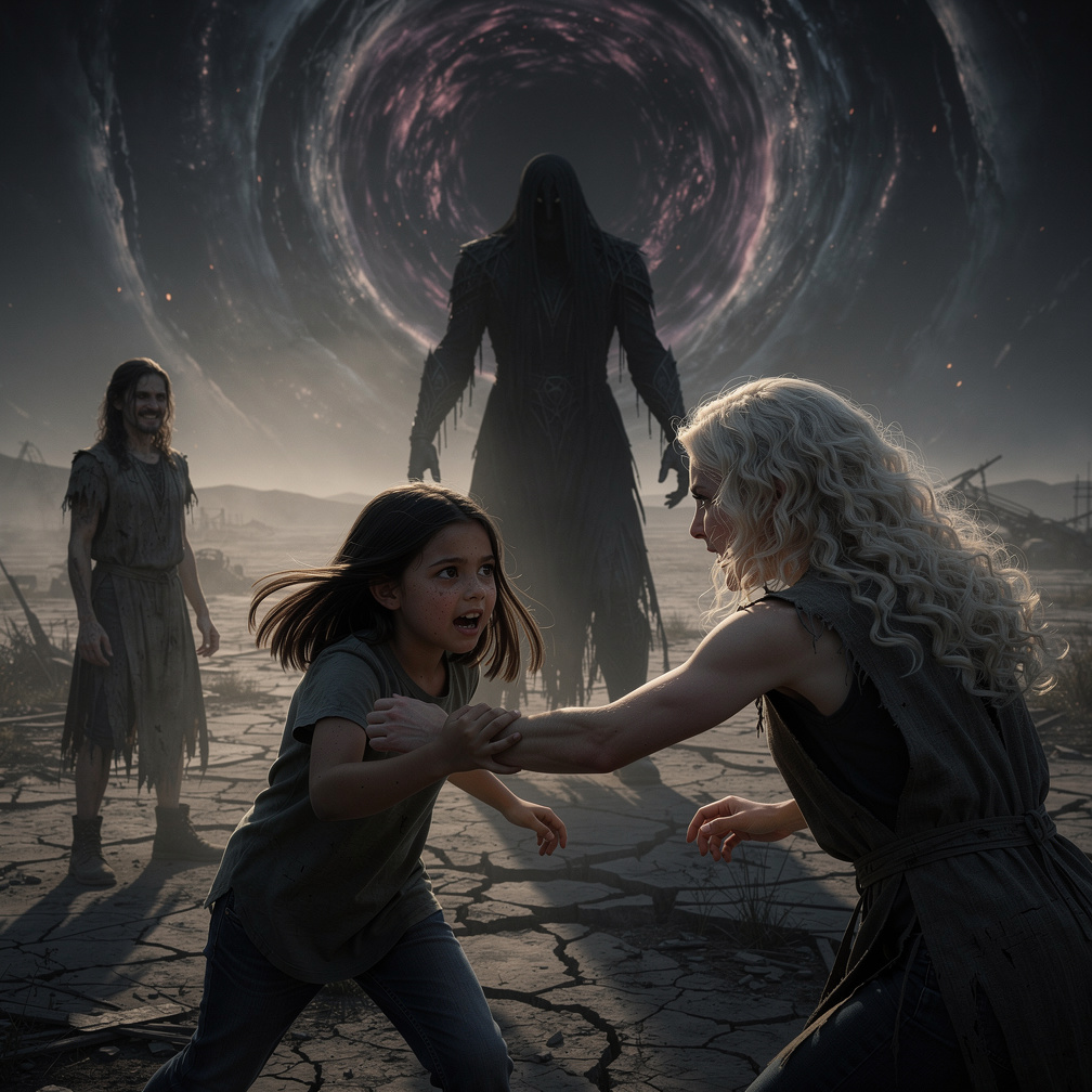 María se zafa de Alexandra y Abadón la lleva consigo, mientras Samael observa con una sonrisa.