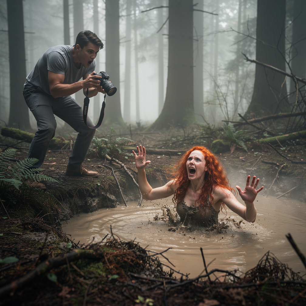 Panic set in as the model's screams grew louder, her arms flailing wildly.