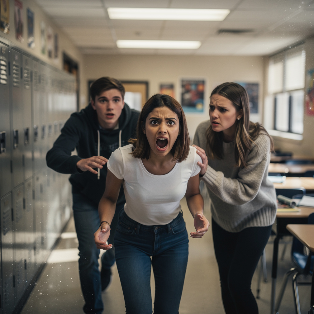 Mackenzie screams, Saige vanishes, Jason and Mimi rush to her side, confused.