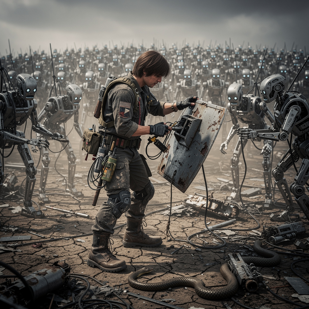 You gather resources, crafting weapons and shields, as you recruit a small army of rogue robots to aid in the impending battl