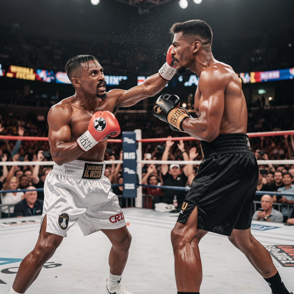 The crowd went wild as Mike Tyson landed a solid punch on Ali's jaw.