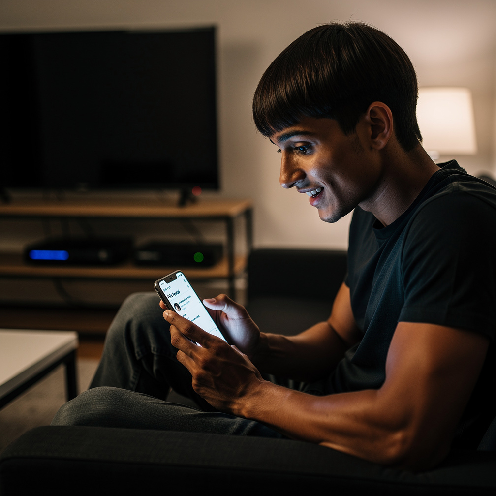 He picks up his phone, scrolling through social media to create a page for his business, a spark of excitement in his eyes.