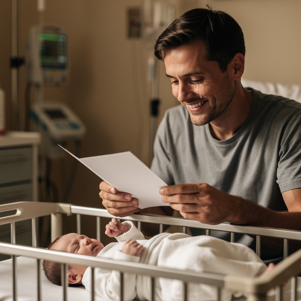 You gently place the baby in the crib and begin to read the letter, tears welling up in your eyes as you wonder what to write