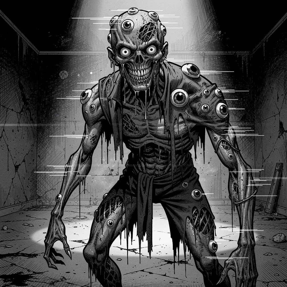 Pirate Clark's eyes locked onto the camera, its melting face contorting into a twisted grin as it lurched forward.