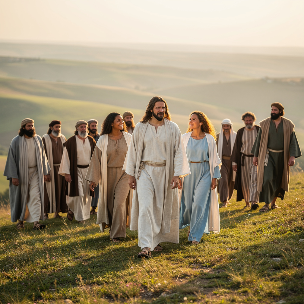 Eles sorriem e Jesus adiciona: Que a luz da compaixão ilumine todos os corações.