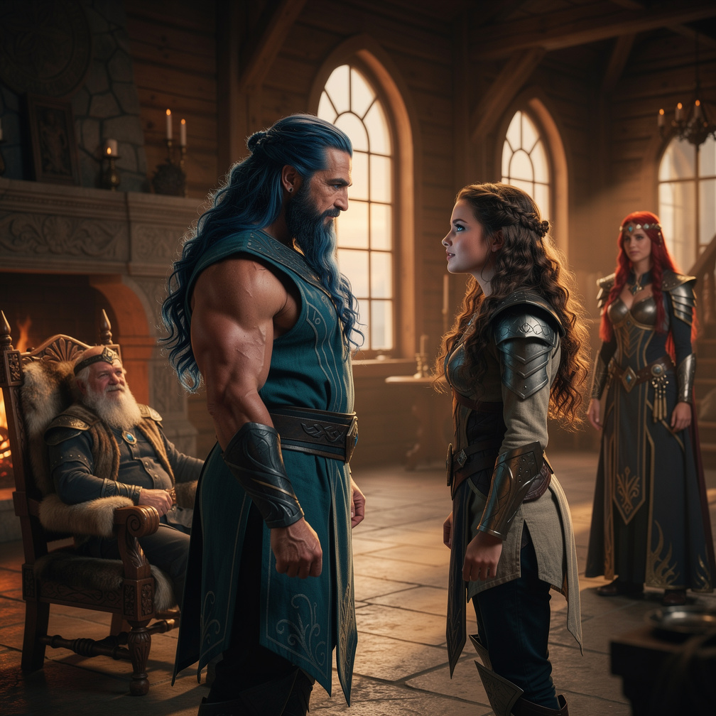 Astrid's striking blue eyes captivated Poseidon, but her bold warrior spirit made him hesitant, unsure if he was ready for an