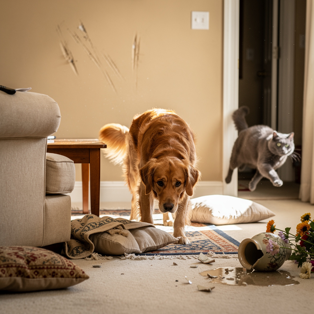 Köpek kuyruğunu kıstı, kedi kaçtı.