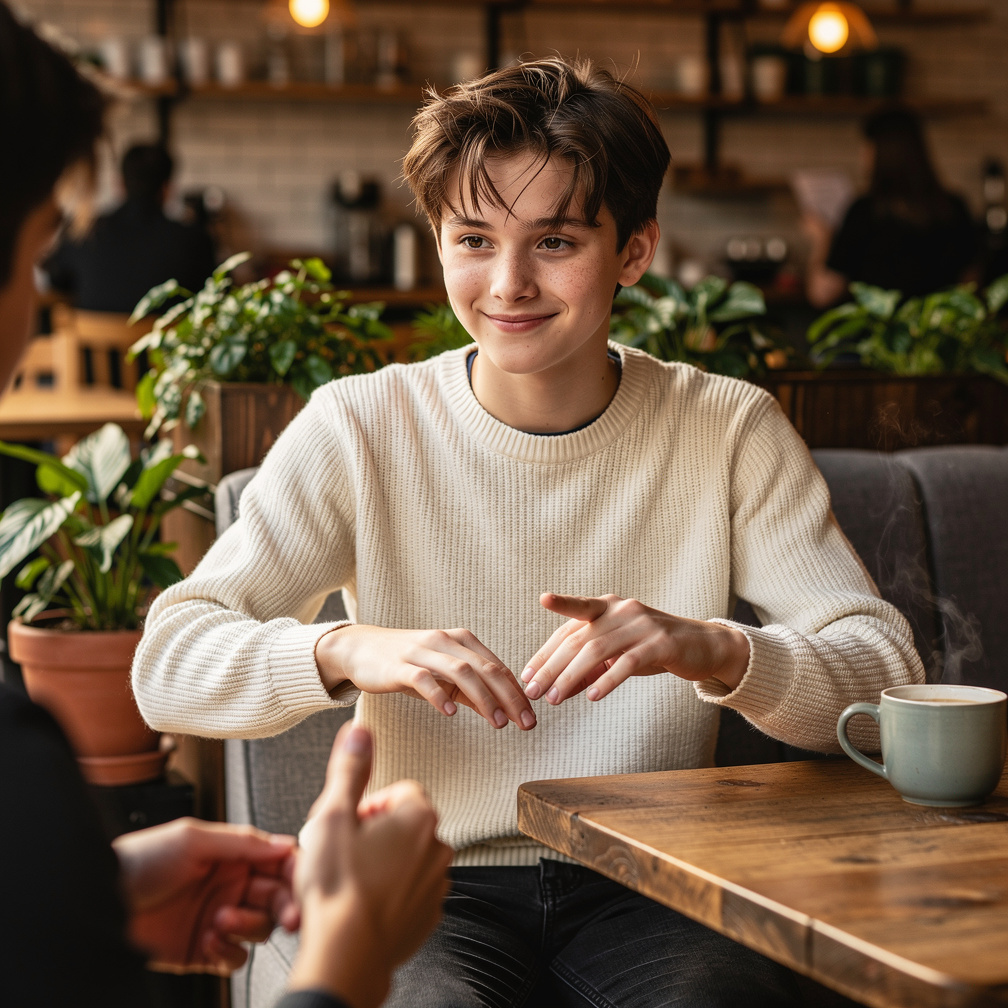 comenzamos a salir y aprendo señas para comunicarme con él, es emocionante descubrir un nuevo mundo.