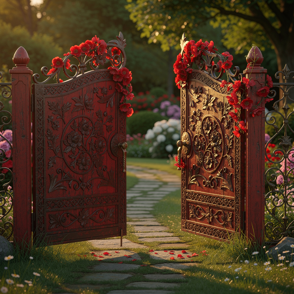 The Red Blossom Gate creaked as it slowly opened, revealing a serene garden beyond.