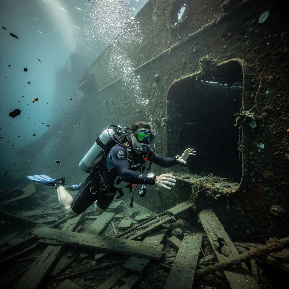 Panic sets in as I frantically try to repair the tank, but the currents grow stronger, dragging me toward the ship's dark car