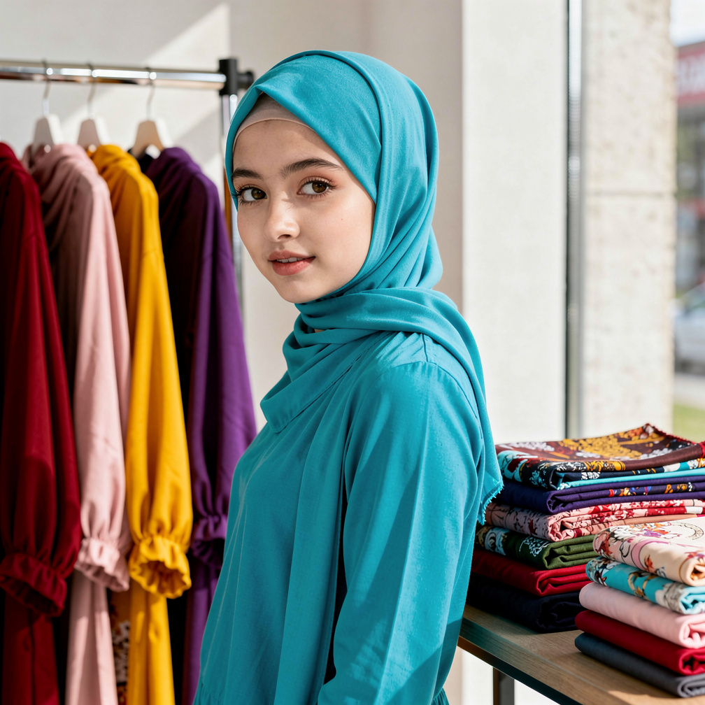 ترتدي عدة ألوان مختلفة من الحجاب تتغير مع مودها واهتماماتها اليومية