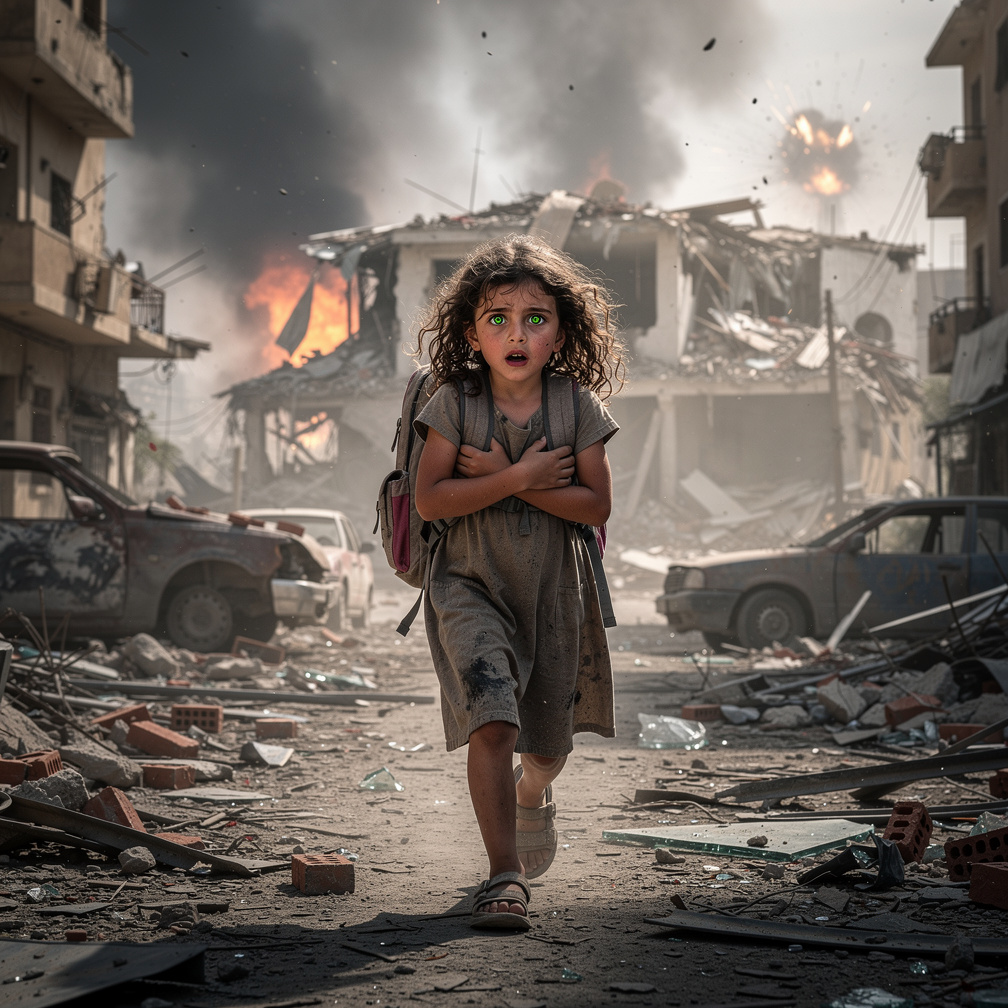 تحت وقع انفجارات القنابل والرصاص المتطاير تتحرك عائشه ببطء نحو منزلها المدمر بحثا عن عائلتها