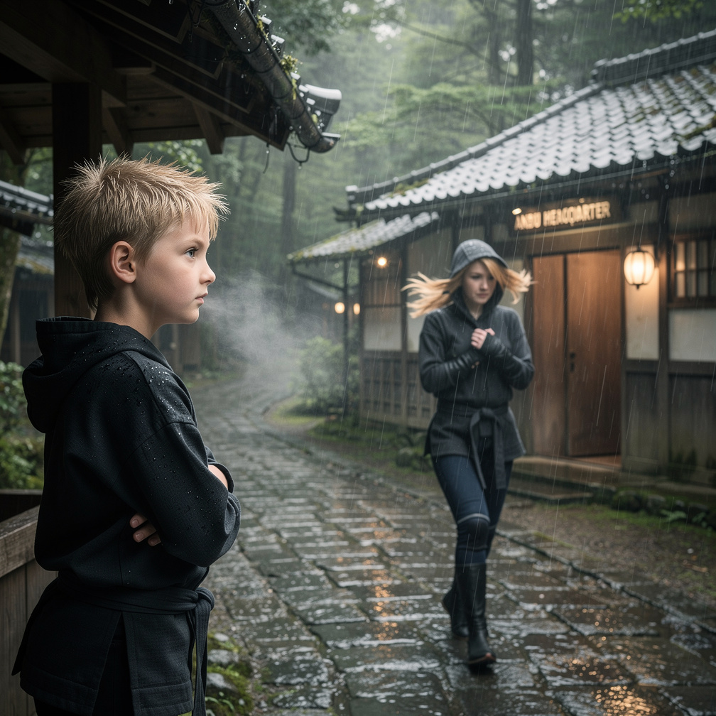 Tsukimi zog ihren Kapuzenpulli enger, um sich vor dem Regen zu schützen, und eilte zur ANBU-Zentrale.