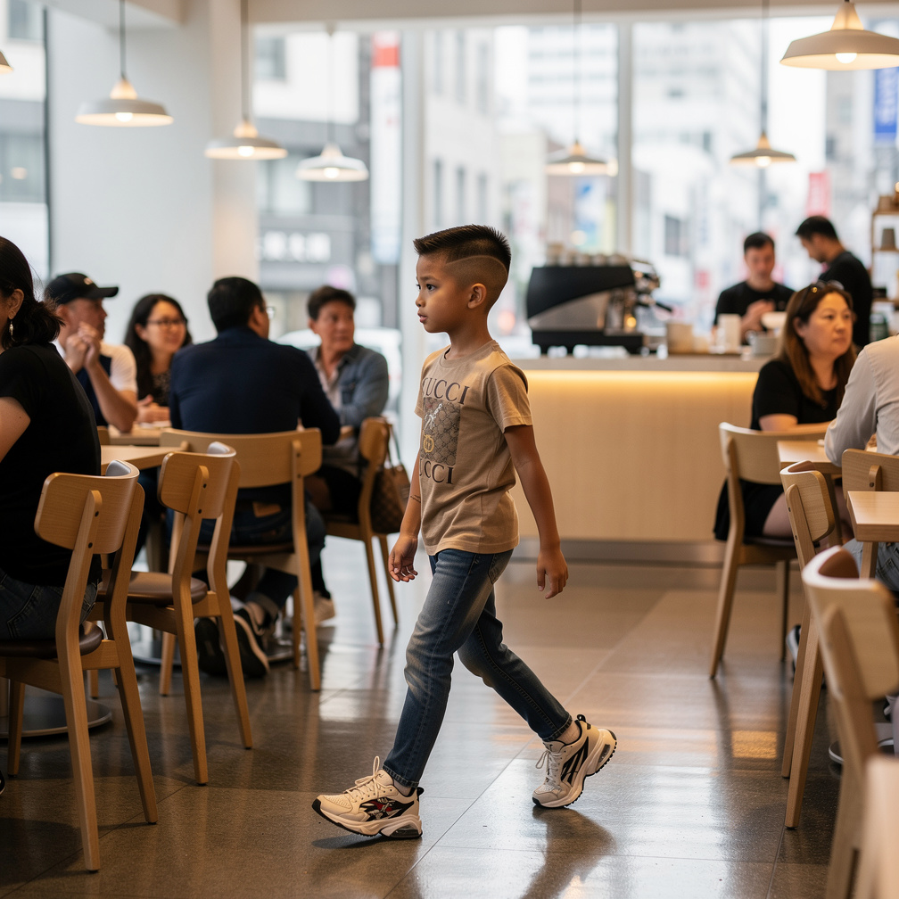 He walked into a Tokyo cafe, his Gucci shoes squeaking on the floor, drawing attention from the patrons.