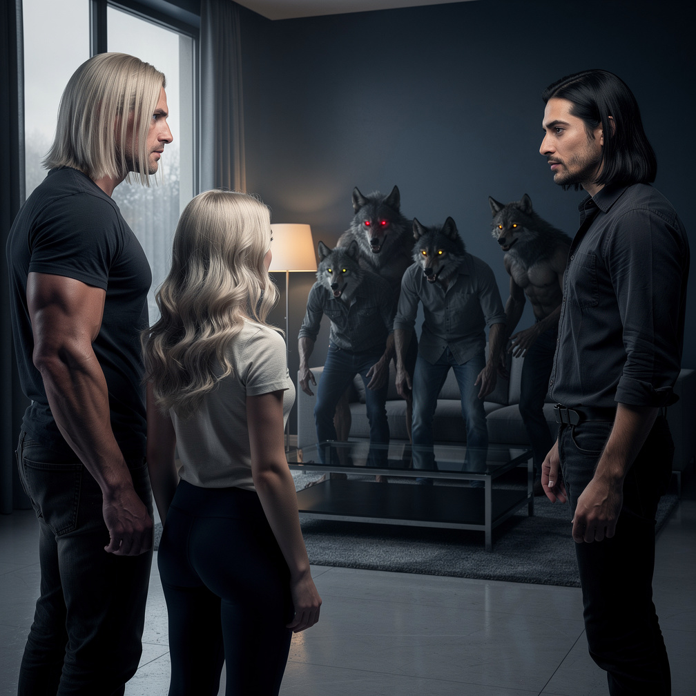 Sister's eyes widened as the red-eyed werewolf stepped forward, his gaze fixed on her, a hint of curiosity in his expression.