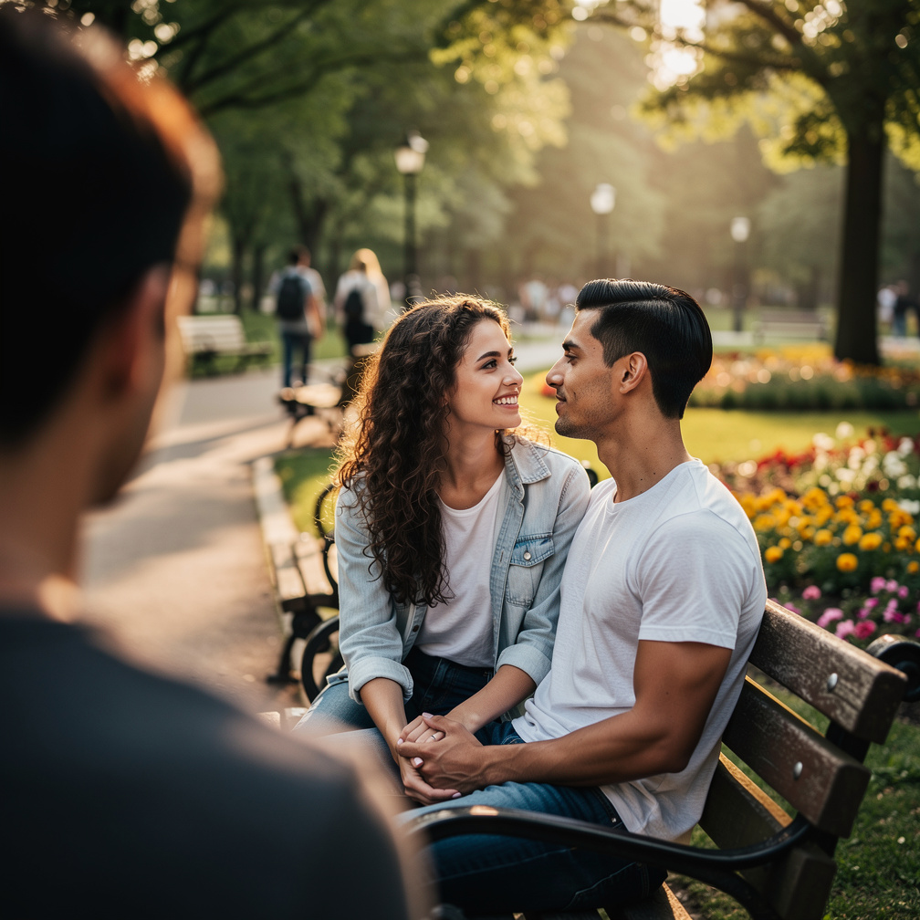 Memories flood back as you pause, watching them, a bittersweet smile on your face. The woman notices you and smiles back.