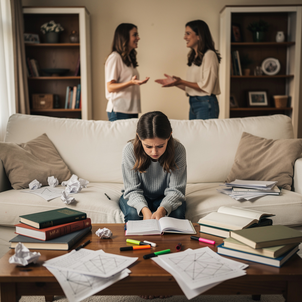 Claire felt neglected, her grades began to slip, and her mother barely noticed, too busy praising Bianca's average scores.