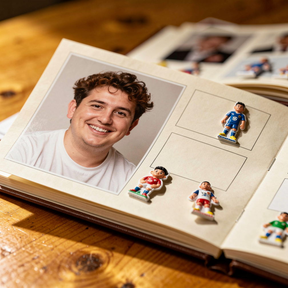 Cuarta página: Luciano Ramírez [Quinta foto] y espacios para figuritas de su equipo favorito