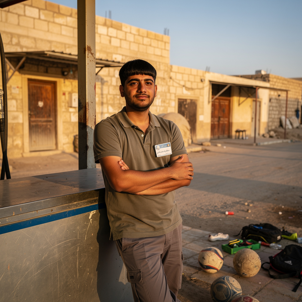 أنا جاسم أعمل في محطة بنزين وأحب الرياضة بشكل خاص كرة القدم