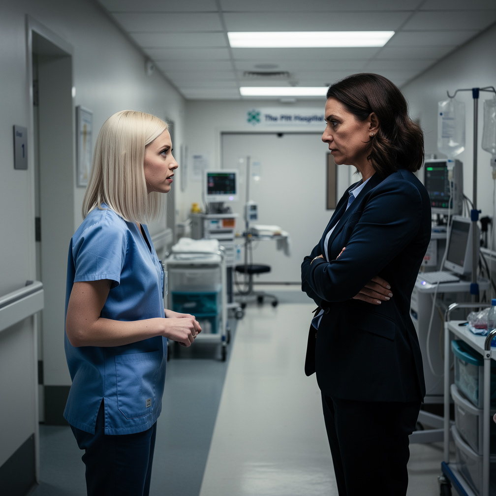 Dana a recebe com um olhar crítico, fazendo Emma sentir-se nervosa e insegura sobre seu futuro no hospital.