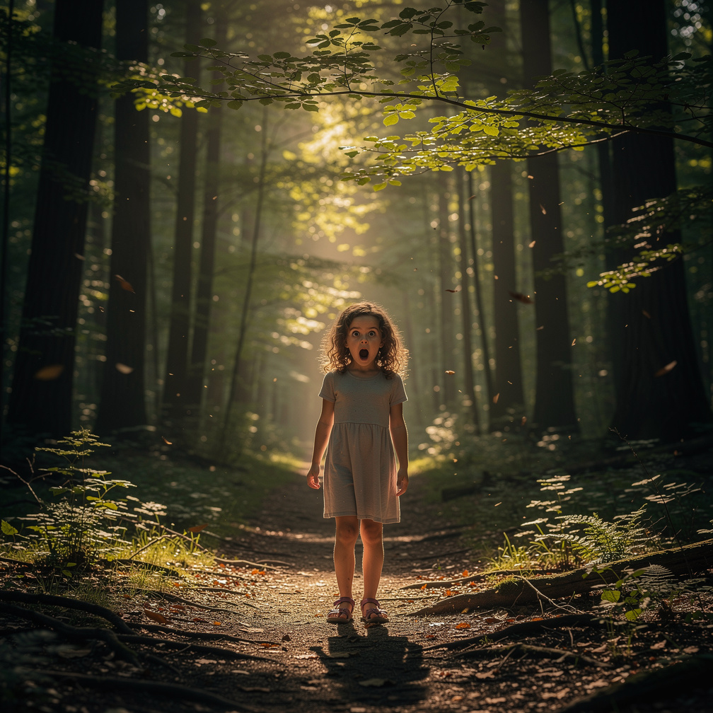 She spins around, eyes wide, and calls out but there's only silence.