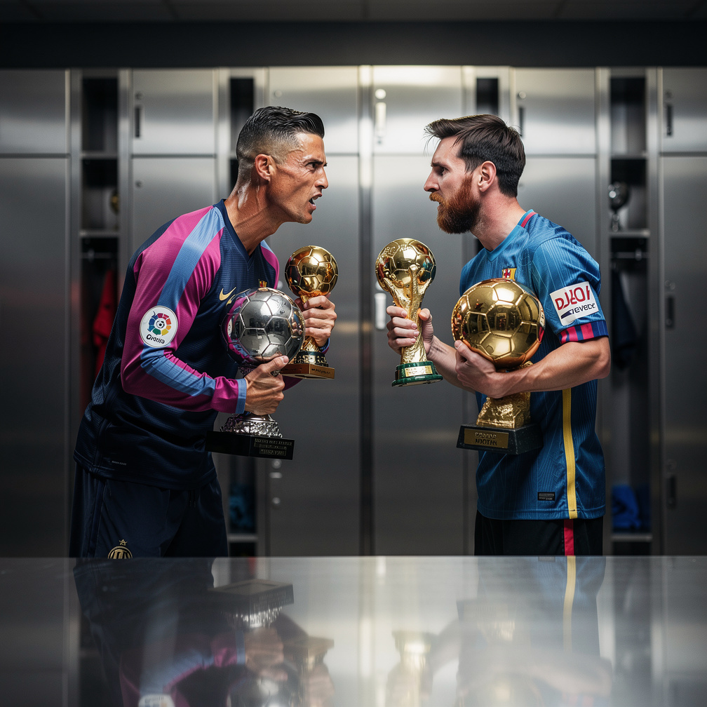 Ronaldo's face turns red with anger, he pulls out his own awards, a fierce rivalry intensifies.