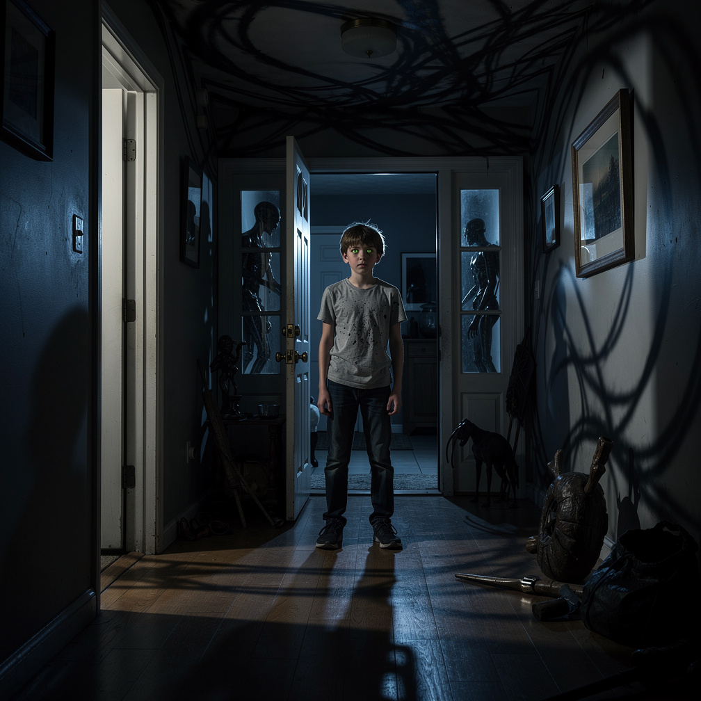 Shadows crept closer, their whispers weaving a dark melody, as Marcus stepped into his house, unaware of the realm he was abo