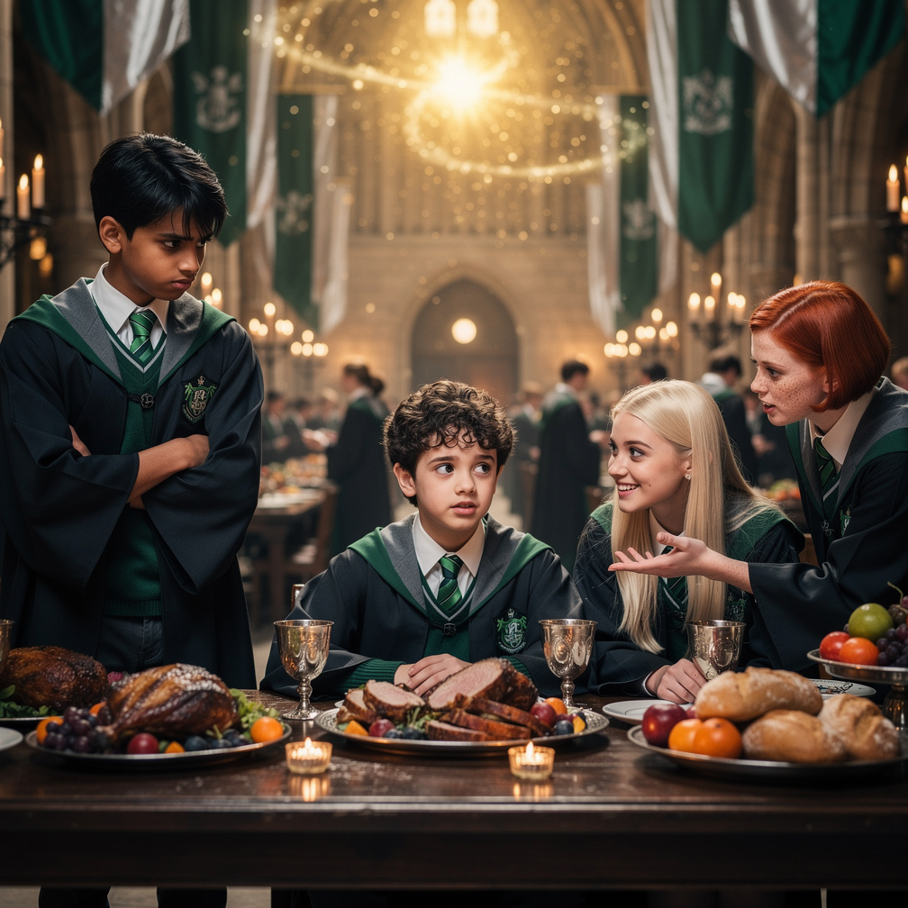 Incontro Draco Malfoy che mi guarda con sospetto, ma Pansy Parkinson mi sorride e mi invita a sedermi con loro.