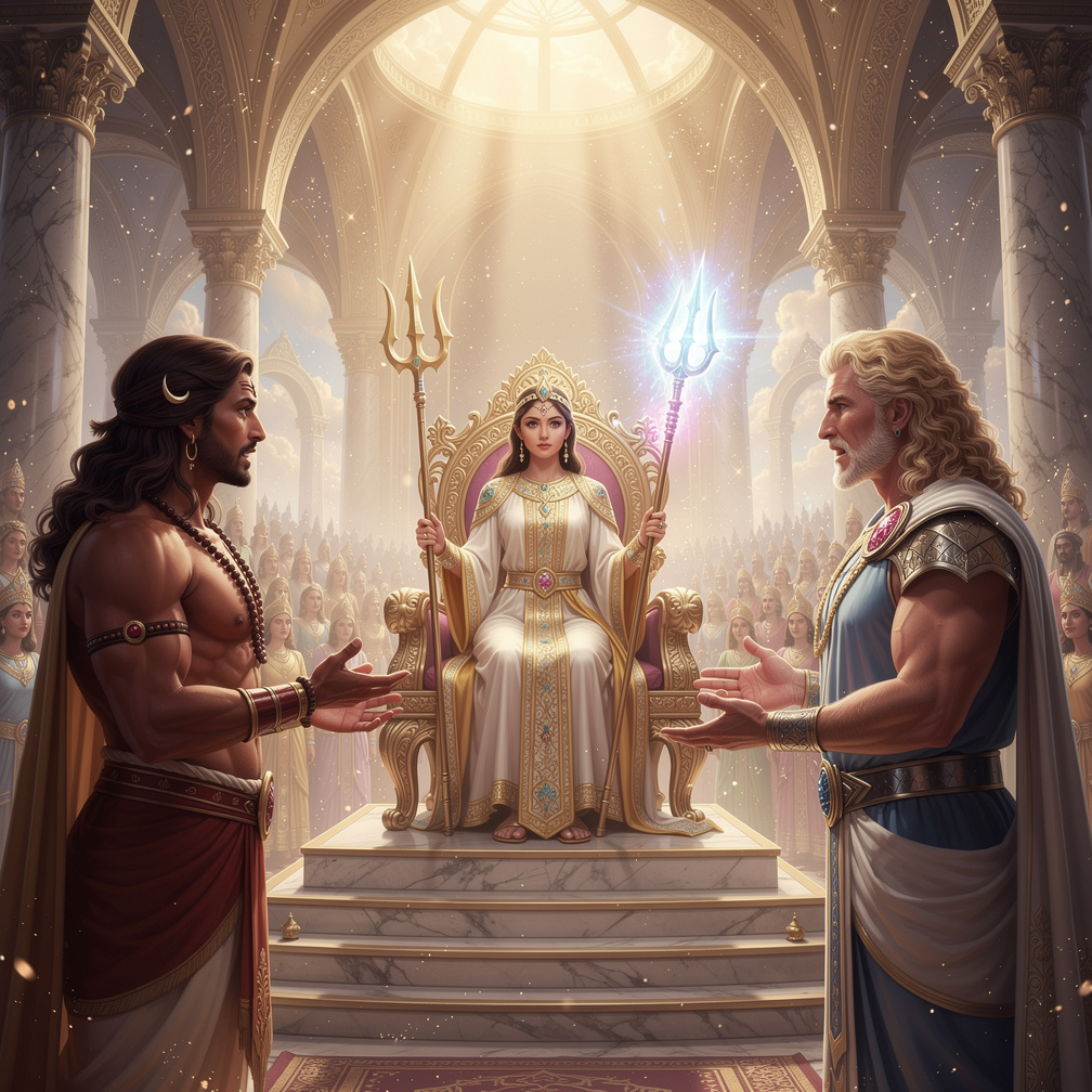 I emerged transformed, wielding the trident's might, as Shiva and Zeus declared me the Omni King, ruler of realms.
