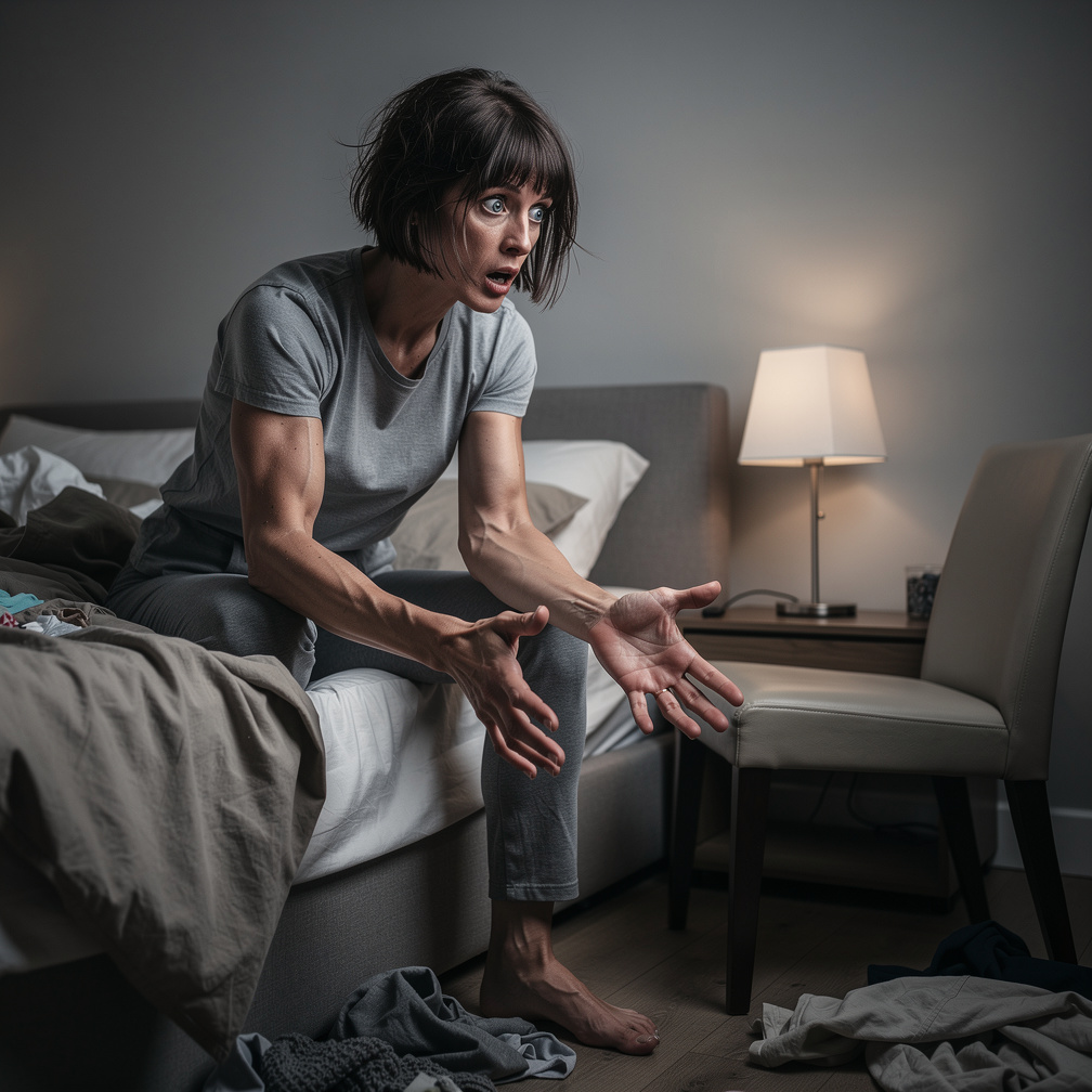 She stared at her new large hands, confusion and panic setting in as she stumbled out of bed.