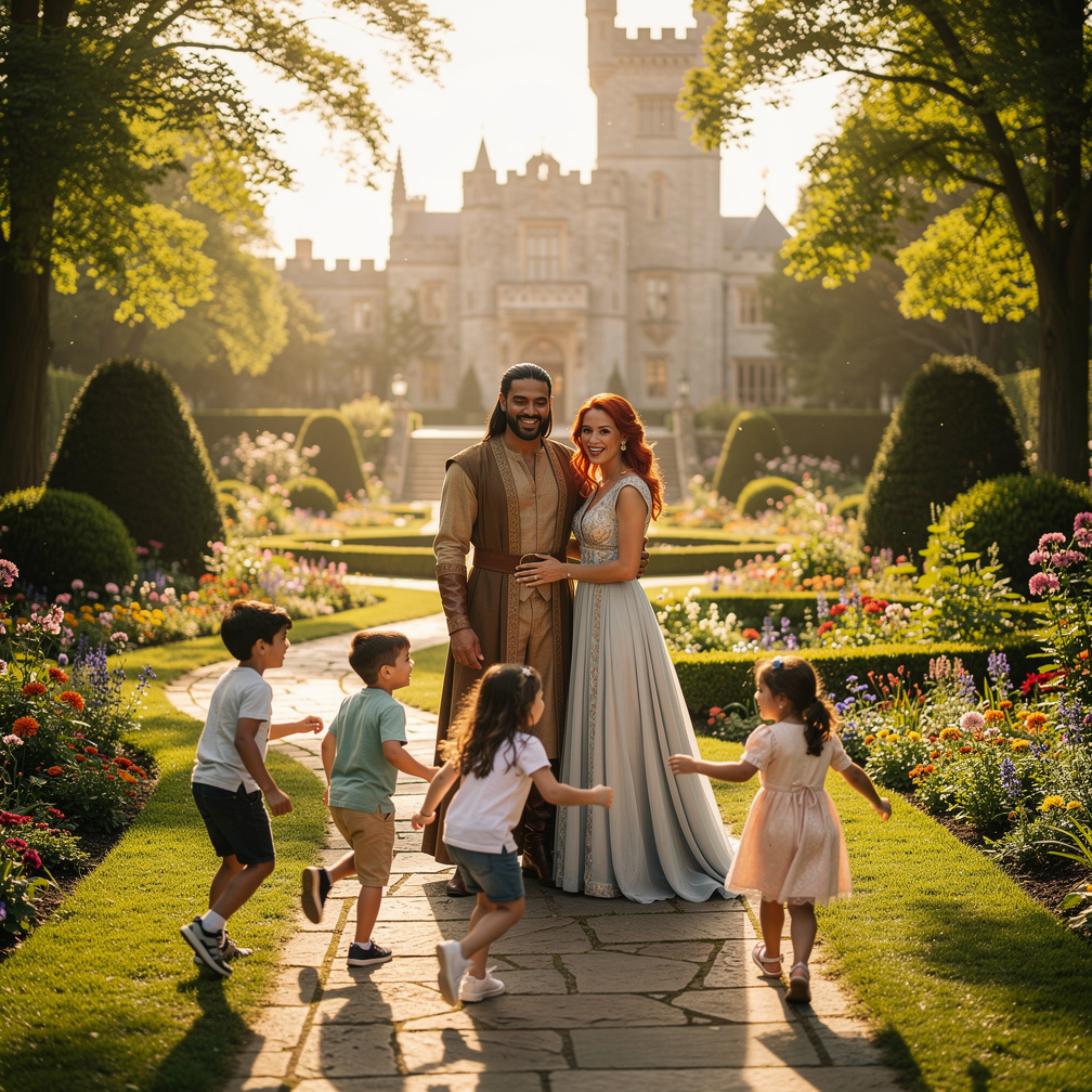 Louisville and Tyra's children played in the castle gardens, their laughter echoing through the halls.
