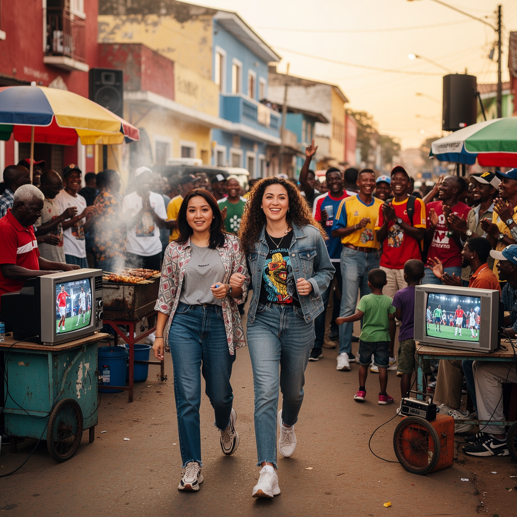 At Angola in 1997 Mia Ji and Stephanie Fujita Wears Inspired by 1990s Walking To The Building and Streets of Fun The People w