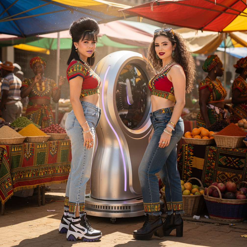 At Angola 1990s They're Having Time Machine Mia Ji and Stephanie Fujita Wears Inspired by 1990s With 90s Hairstyles Make-up