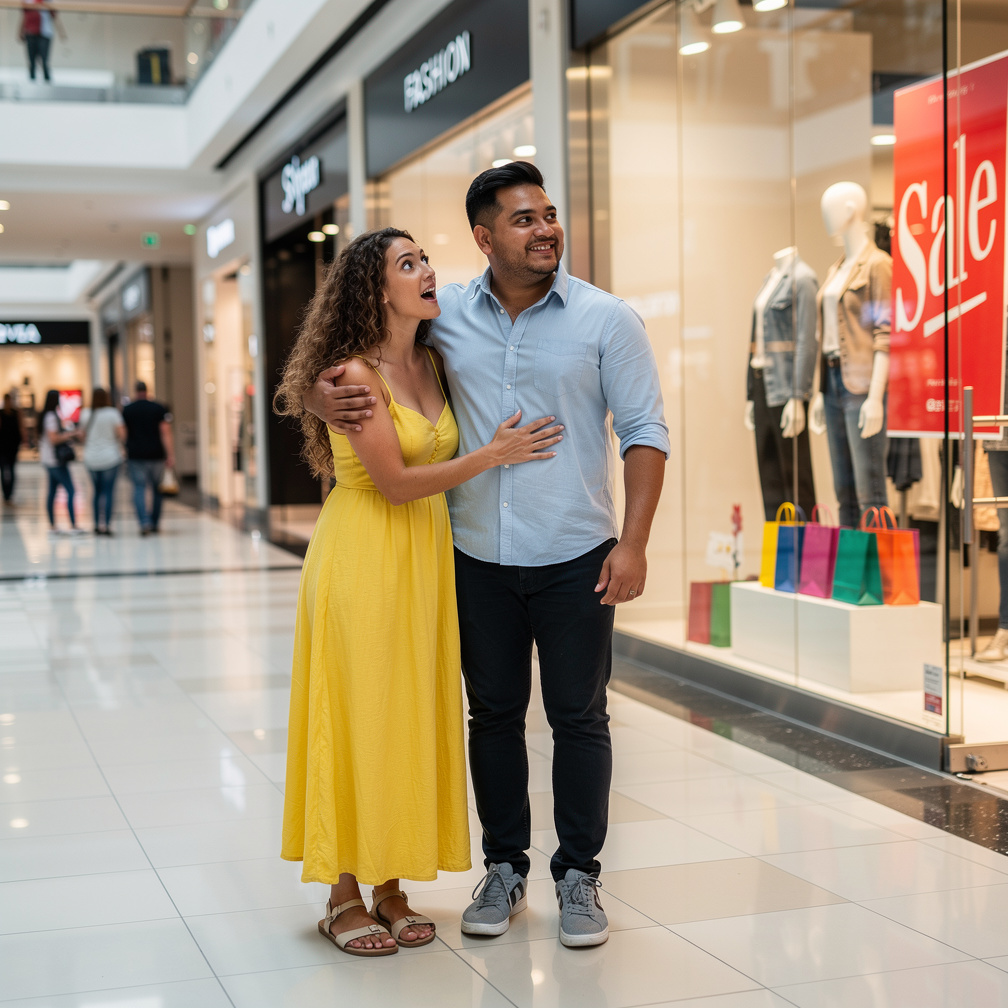 She grabs your arm, excited, as she spots a sale on her favorite clothes.
