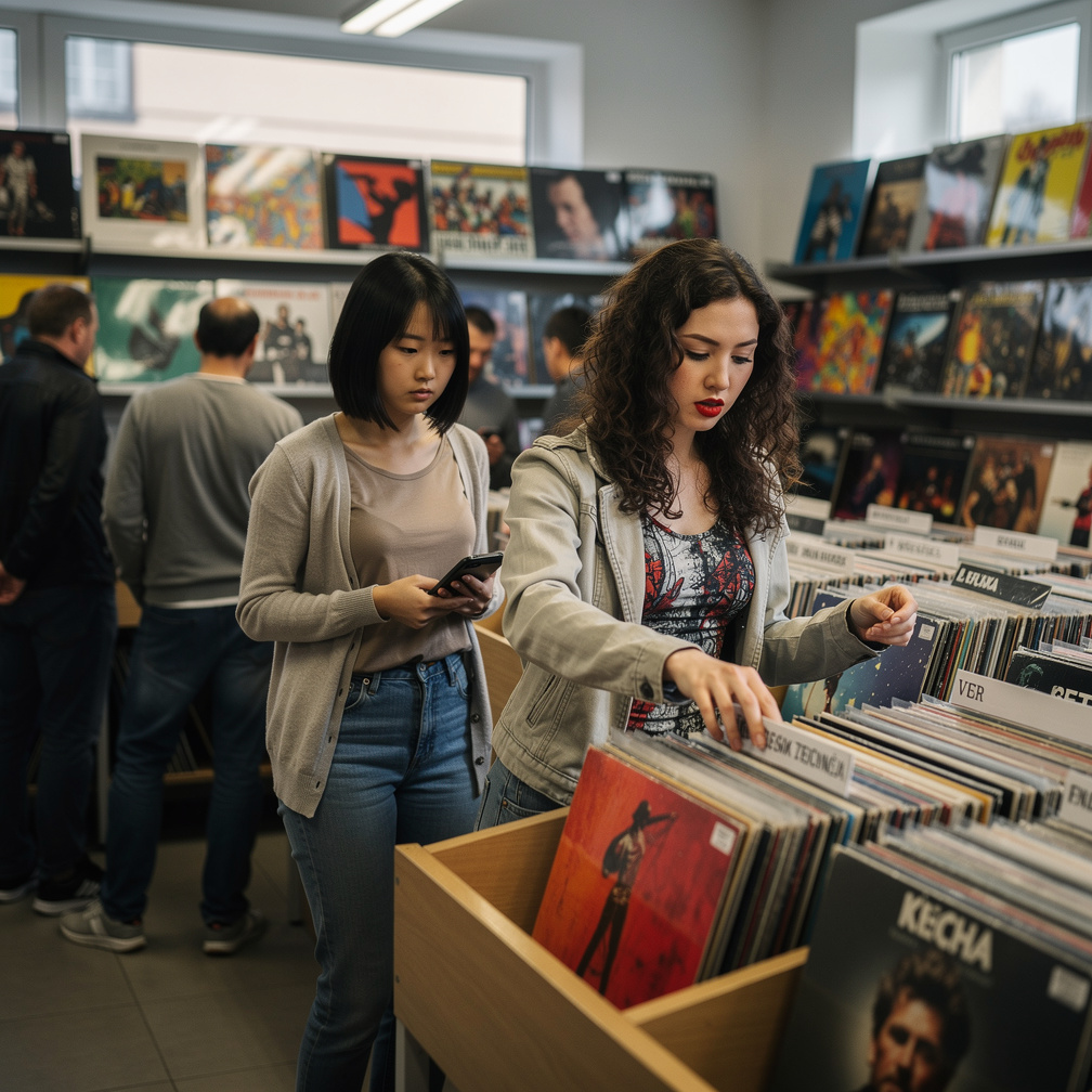 The People speak Slovak at Record shop Listen to Contemporary Urban, Pop Stephanie Fujita and Mia Ji Wears Inspired by Early